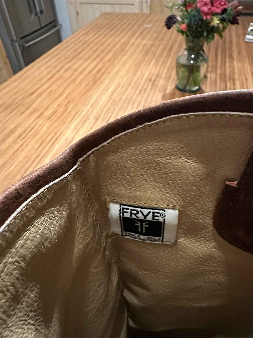 Frye Chestnut Brown Leather Boots with Block Heel - Picture 7 of 9